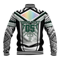 Custom Hawaii Warriors Football Baseball Jacket Rainbow Kakau Pattern White LT05 - Polynesian Pride