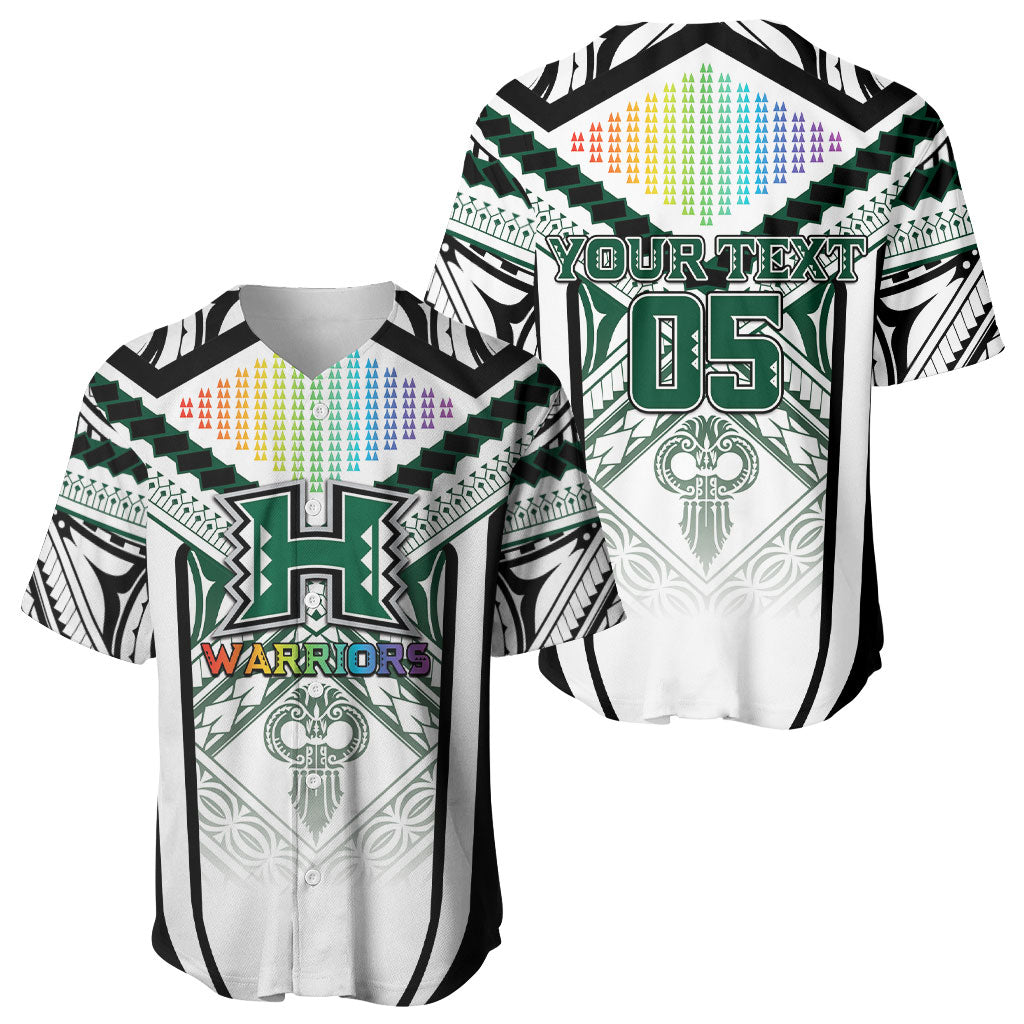 Custom Hawaii Warriors Football Baseball Jersey Rainbow Kakau Pattern White