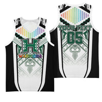 Custom Hawaii Warriors Football Basketball Jersey Rainbow Kakau Pattern White