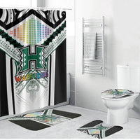 Hawaii Warriors Football Bathroom Set Rainbow Kakau Pattern White LT05 Bathroom Set (4 pcs) White - Polynesian Pride