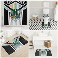 Hawaii Warriors Football Bathroom Set Rainbow Kakau Pattern White LT05 - Polynesian Pride