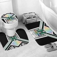 Hawaii Warriors Football Bathroom Set Rainbow Kakau Pattern White LT05 Mat Set Only (3 pcs) One Size White - Polynesian Pride