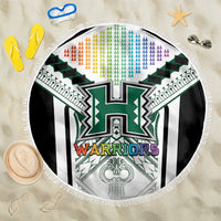 Hawaii Warriors Football Beach Blanket Rainbow Kakau Pattern White