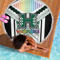 Hawaii Warriors Football Beach Blanket Rainbow Kakau Pattern White