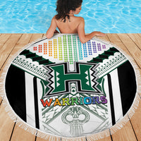 Hawaii Warriors Football Beach Blanket Rainbow Kakau Pattern White