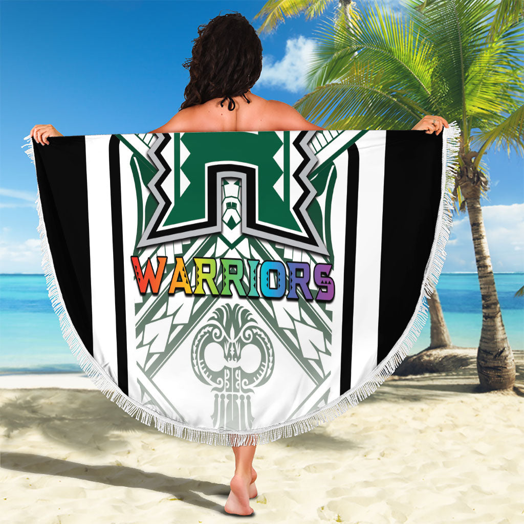 Hawaii Warriors Football Beach Blanket Rainbow Kakau Pattern White