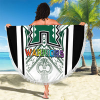 Hawaii Warriors Football Beach Blanket Rainbow Kakau Pattern White