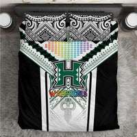 Hawaii Warriors Football Bedding Set Rainbow Kakau Pattern White LT05 White - Polynesian Pride