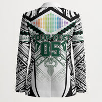 Custom Hawaii Warriors Football Blazer Rainbow Kakau Pattern White LT05 - Polynesian Pride