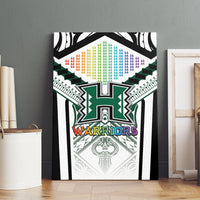 Hawaii Warriors Football Canvas Wall Art Rainbow Kakau Pattern White