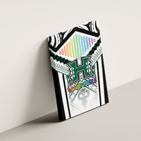 Hawaii Warriors Football Canvas Wall Art Rainbow Kakau Pattern White