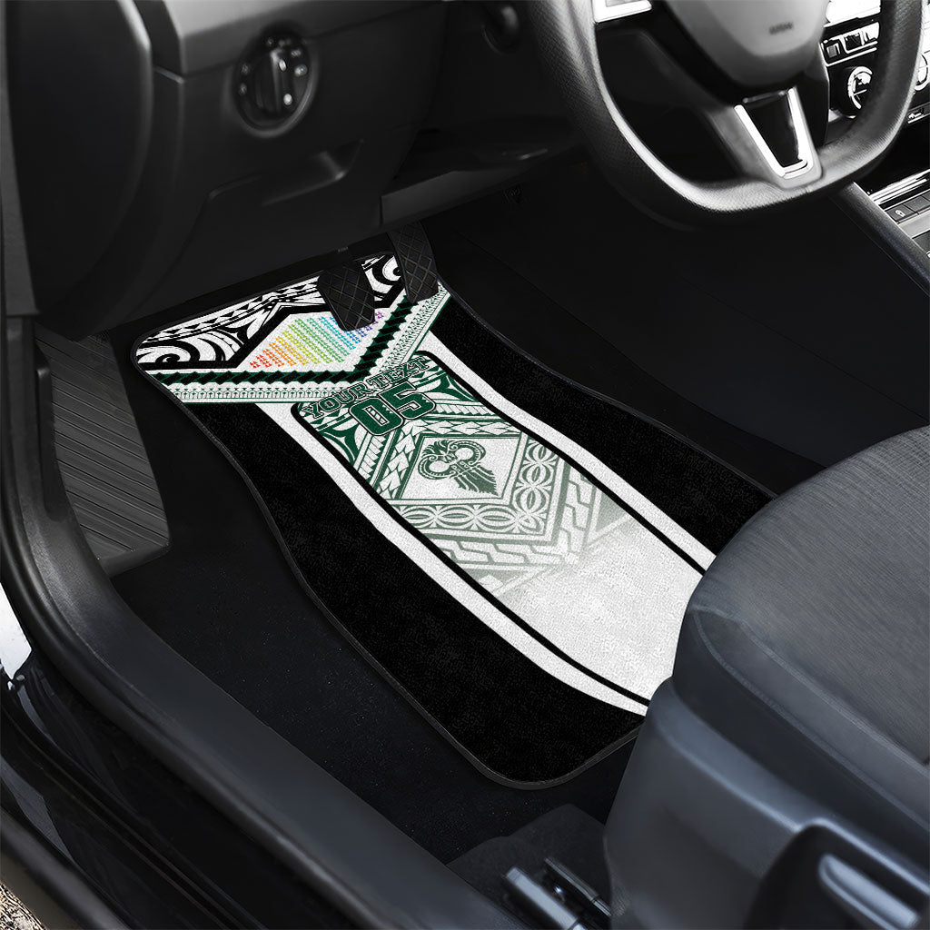 Custom Hawaii Warriors Football Car Mats Rainbow Kakau Pattern White