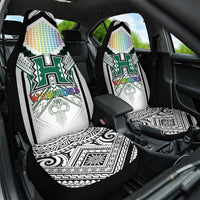 Hawaii Warriors Football Car Seat Cover Rainbow Kakau Pattern White