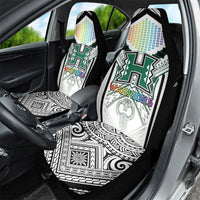 Hawaii Warriors Football Car Seat Cover Rainbow Kakau Pattern White
