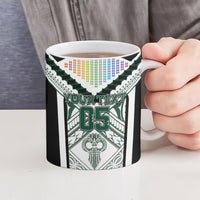 Custom Hawaii Warriors Football Ceramic Mug Rainbow Kakau Pattern White LT05 - Polynesian Pride
