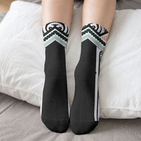 Custom Hawaii Warriors Football Crew Socks Rainbow Kakau Pattern White LT05 - Polynesian Pride