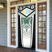 Custom Hawaii Warriors Football Door Cover Rainbow Kakau Pattern White