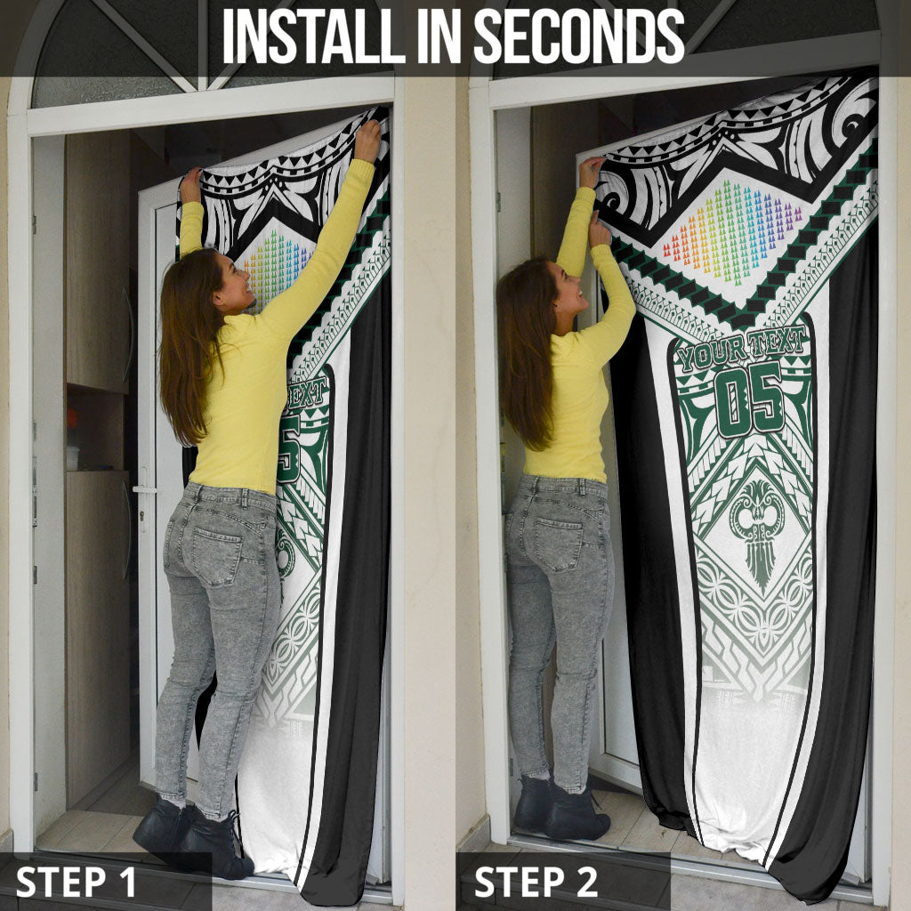 Custom Hawaii Warriors Football Door Cover Rainbow Kakau Pattern White