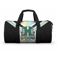 Hawaii Warriors Football Duffle Bag Rainbow Kakau Pattern White