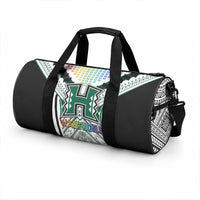 Hawaii Warriors Football Duffle Bag Rainbow Kakau Pattern White