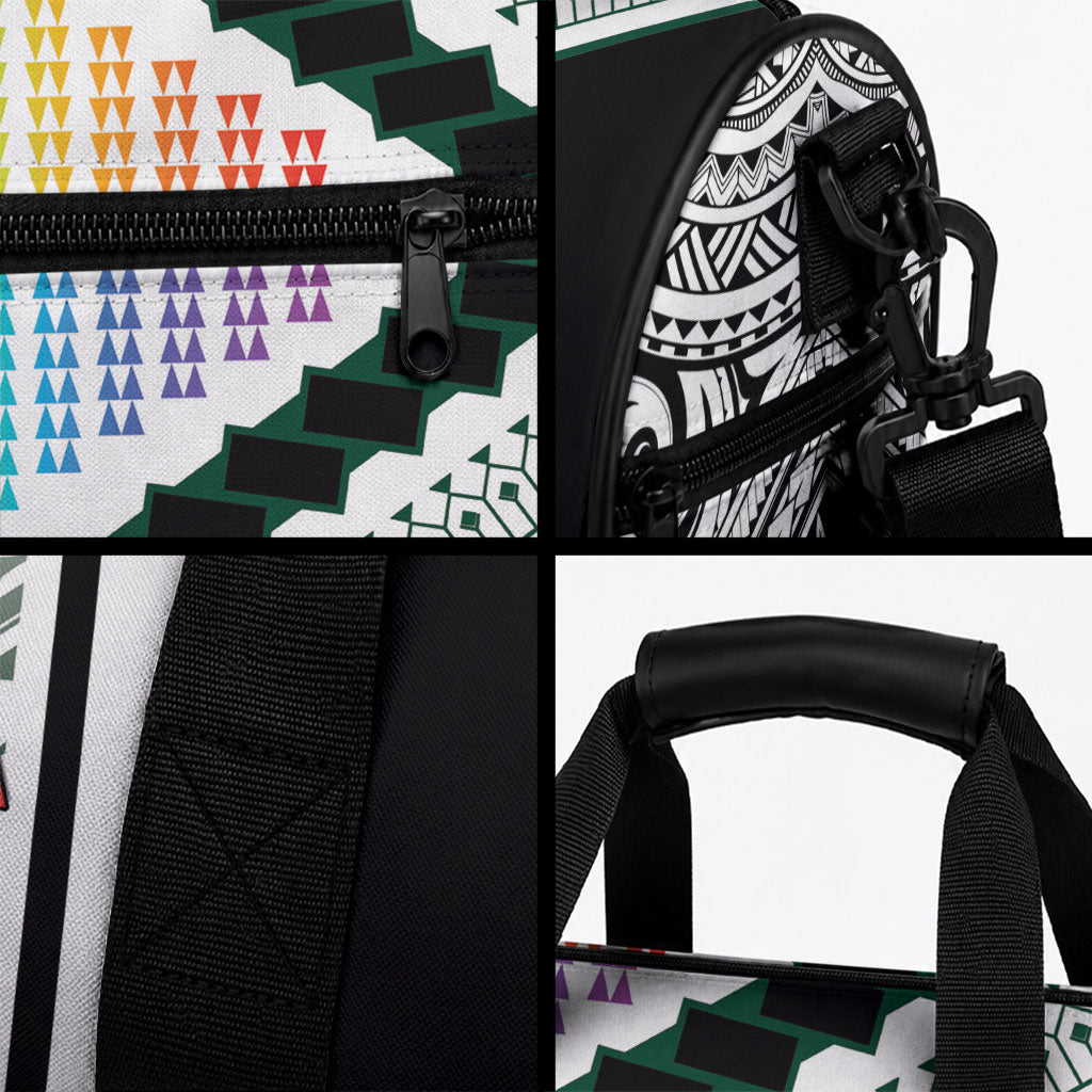 Hawaii Warriors Football Duffle Bag Rainbow Kakau Pattern White