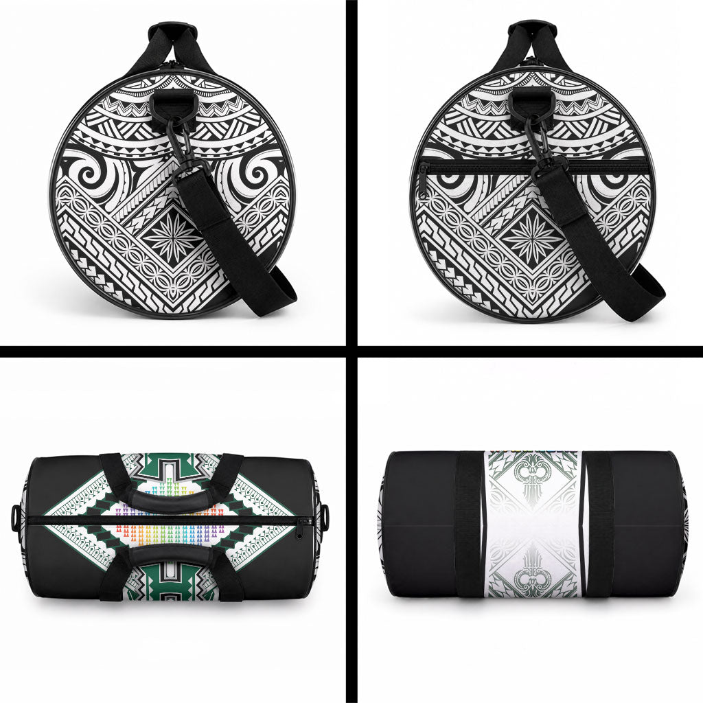 Hawaii Warriors Football Duffle Bag Rainbow Kakau Pattern White