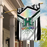 Hawaii Warriors Football Garden Flag Rainbow Kakau Pattern White