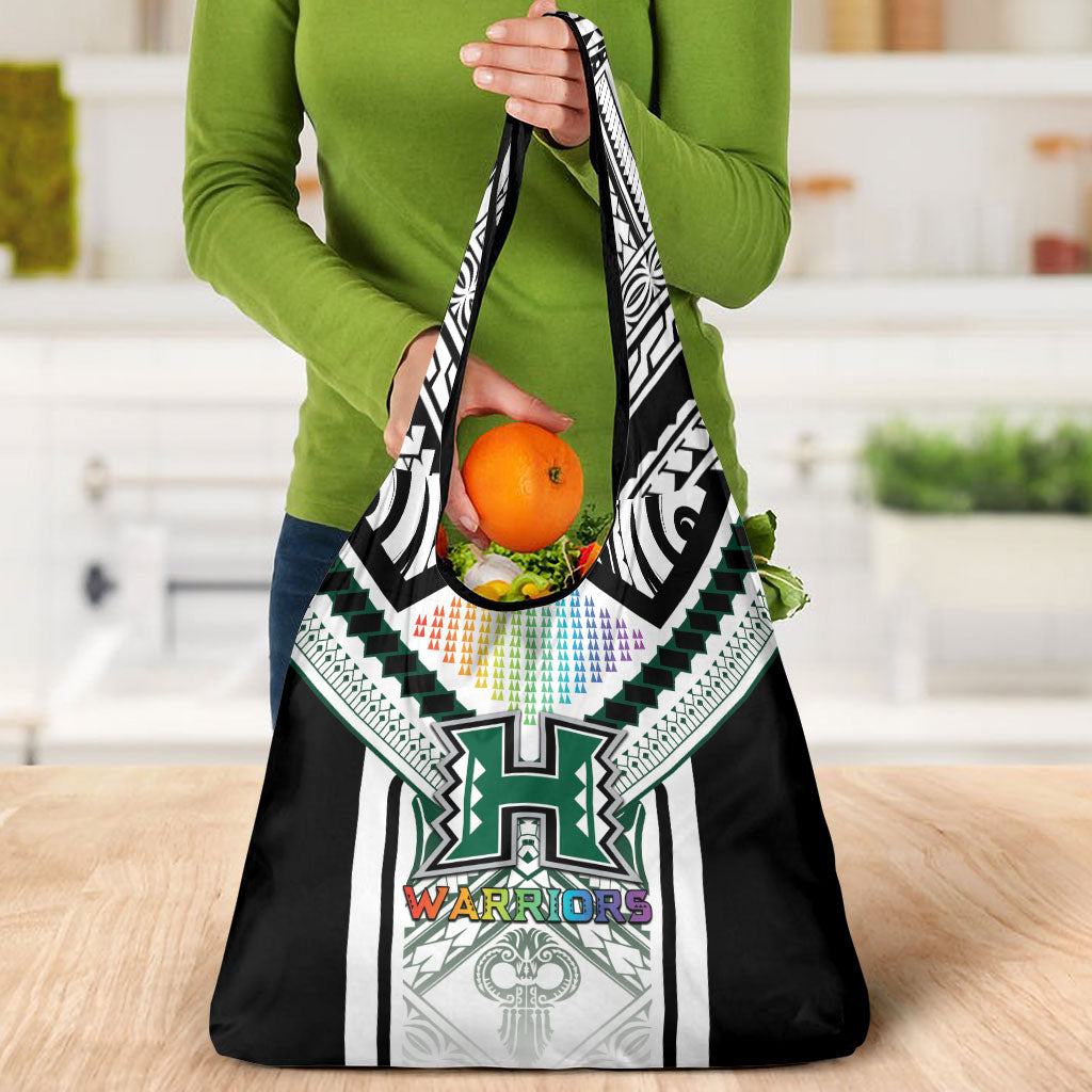 Hawaii Warriors Football Grocery Bag Rainbow Kakau Pattern White
