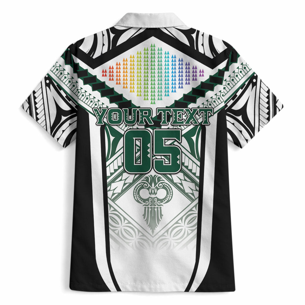 Custom Hawaii Warriors Football Hawaiian Shirt Rainbow Kakau Pattern White