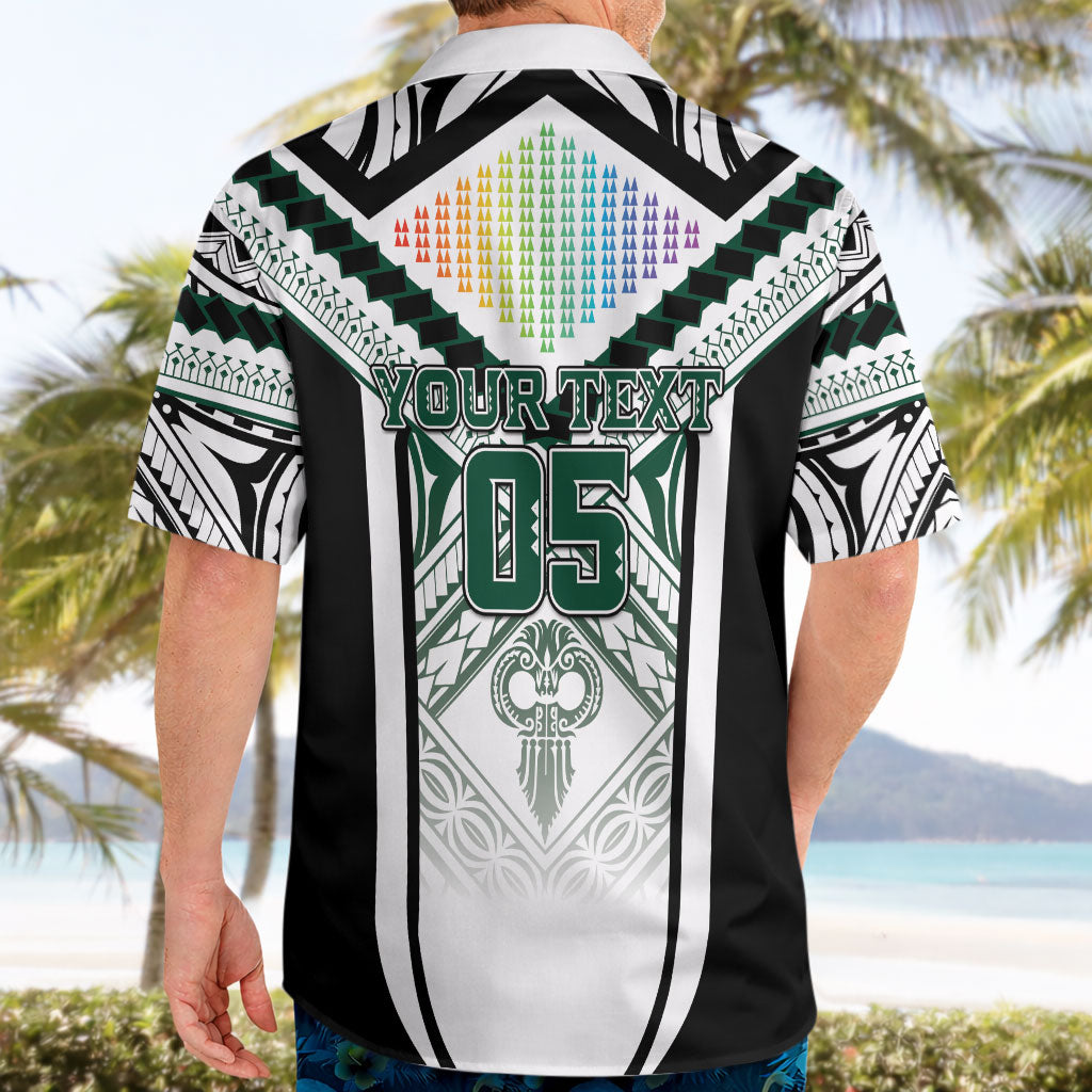 Custom Hawaii Warriors Football Hawaiian Shirt Rainbow Kakau Pattern White