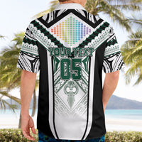 Custom Hawaii Warriors Football Hawaiian Shirt Rainbow Kakau Pattern White