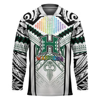 Custom Hawaii Warriors Football Hockey Jersey Rainbow Kakau Pattern White