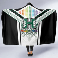Hawaii Warriors Football Hooded Blanket Rainbow Kakau Pattern White