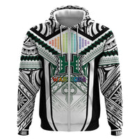 Custom Hawaii Warriors Football Hoodie Rainbow Kakau Pattern White