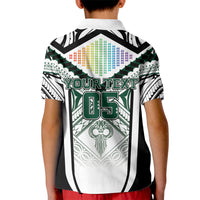 Custom Hawaii Warriors Football Kid Polo Shirt Rainbow Kakau Pattern White