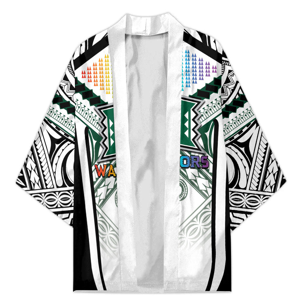 Custom Hawaii Warriors Football Kimono Rainbow Kakau Pattern White