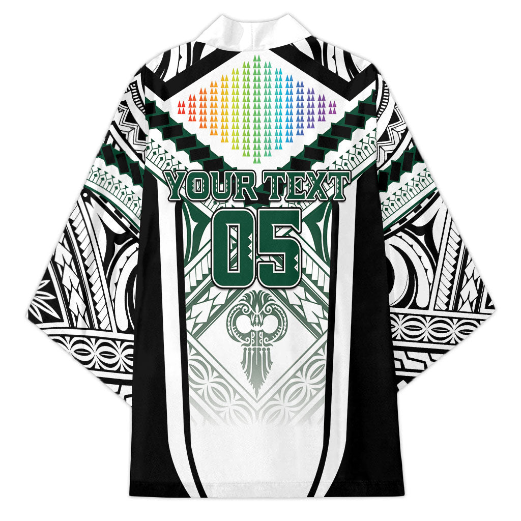 Custom Hawaii Warriors Football Kimono Rainbow Kakau Pattern White