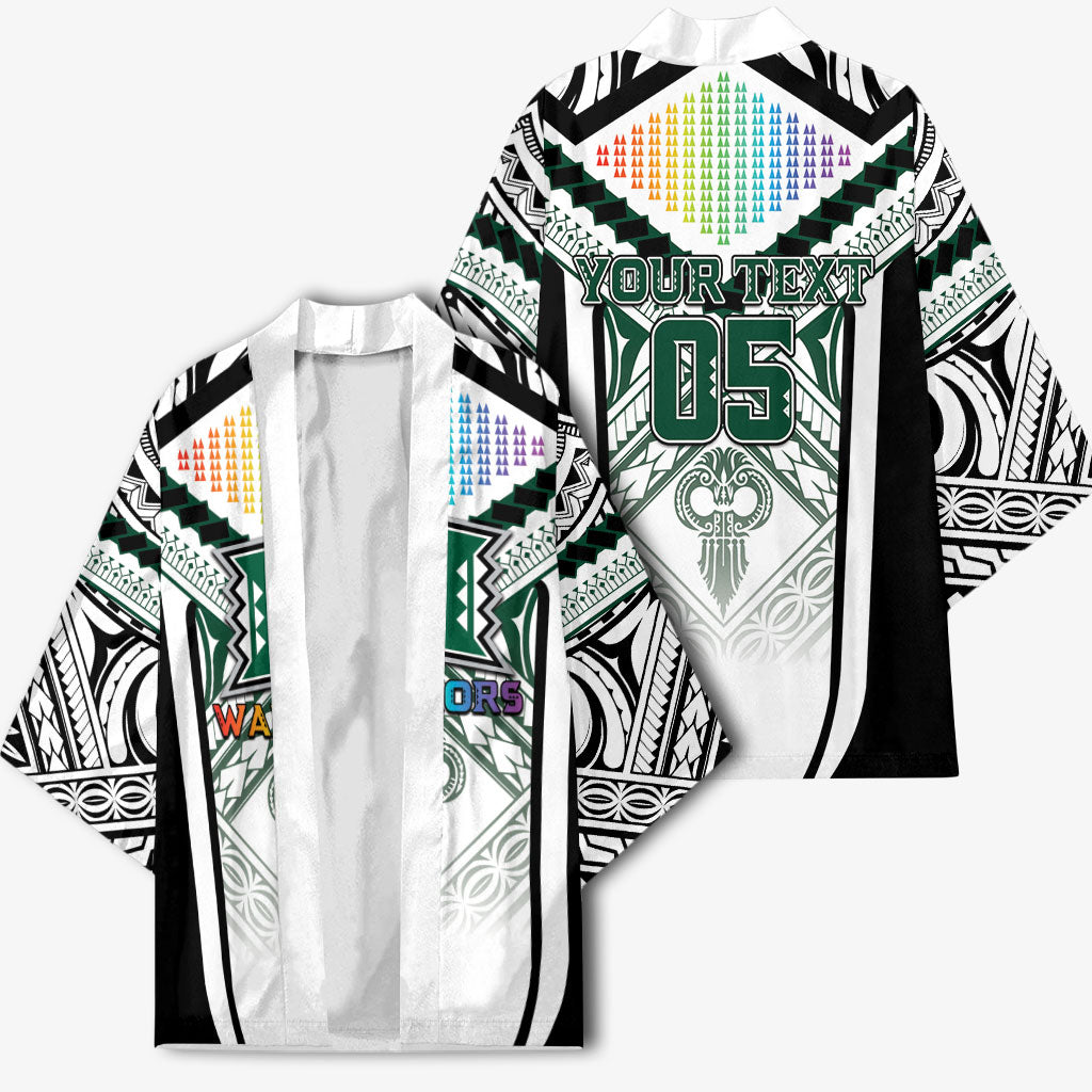 Custom Hawaii Warriors Football Kimono Rainbow Kakau Pattern White