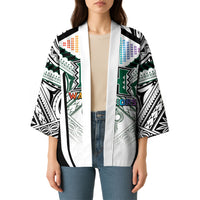 Custom Hawaii Warriors Football Kimono Rainbow Kakau Pattern White