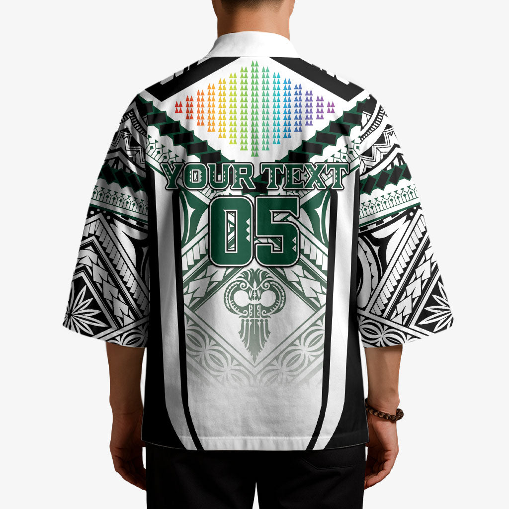 Custom Hawaii Warriors Football Kimono Rainbow Kakau Pattern White