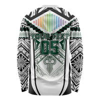 Custom Hawaii Warriors Football Long Sleeve Shirt Rainbow Kakau Pattern White