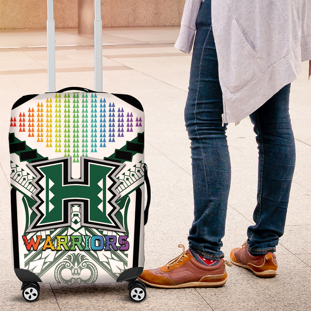 Hawaii Warriors Football Luggage Cover Rainbow Kakau Pattern White LT05 White - Polynesian Pride