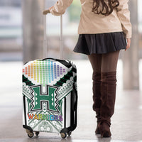 Hawaii Warriors Football Luggage Cover Rainbow Kakau Pattern White