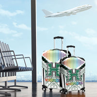 Hawaii Warriors Football Luggage Cover Rainbow Kakau Pattern White