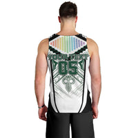 Custom Hawaii Warriors Football Men Tank Top Rainbow Kakau Pattern White