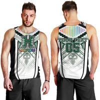 Custom Hawaii Warriors Football Men Tank Top Rainbow Kakau Pattern White