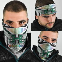 Hawaii Warriors Football Neck Gaiter Rainbow Kakau Pattern White