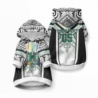 Custom Hawaii Warriors Football Pet Hoodie Rainbow Kakau Pattern White