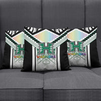 Hawaii Warriors Football Pillow Cover Rainbow Kakau Pattern White