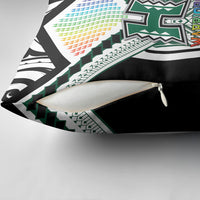 Hawaii Warriors Football Pillow Cover Rainbow Kakau Pattern White
